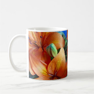 Naranja tigre lily flores taza de café