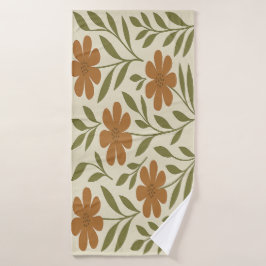 Naranja Toalla de baño Flores