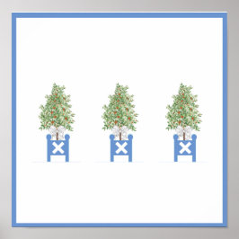 Naranja Topiary Blue Planter Box impresión de arte