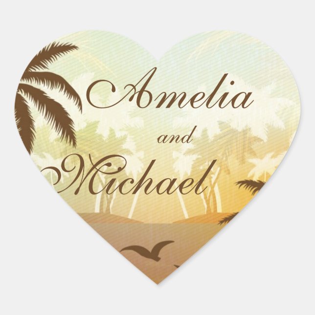 Naranja tropical Escenario Pegatina de bodas en pl (Anverso)