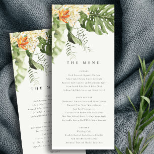Naranja tropical Leafy Tarjeta de menú Boda botáni