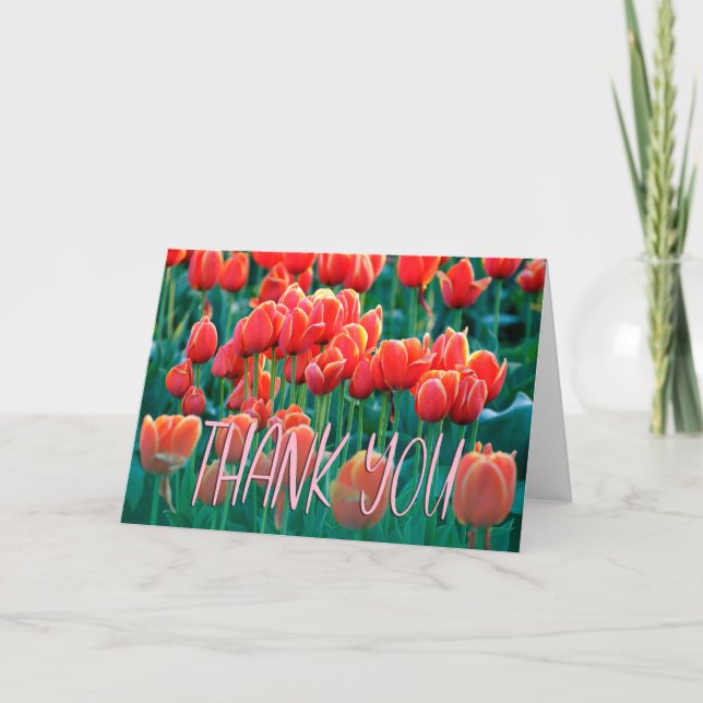 Naranja Tulips Foto Tarjeta de agradecimiento (Anverso)
