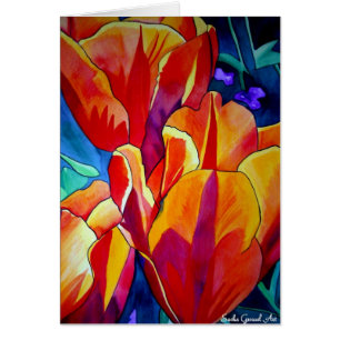 Naranja Tulips pintura de flores acuarelas