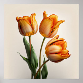 Naranja Tulips Poster de impresión de arte de flor