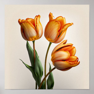 Naranja Tulips Poster de impresión de arte de flor
