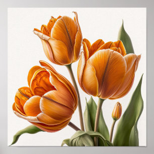 Naranja Tulips Poster de impresión de arte de flor