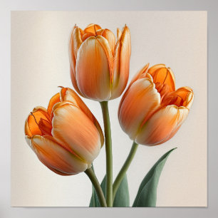 Naranja Tulips Poster de impresión de arte de flor