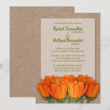 Naranja Tulips sobre las invitaciones a la boda de