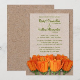 Naranja Tulips sobre las invitaciones a la boda de