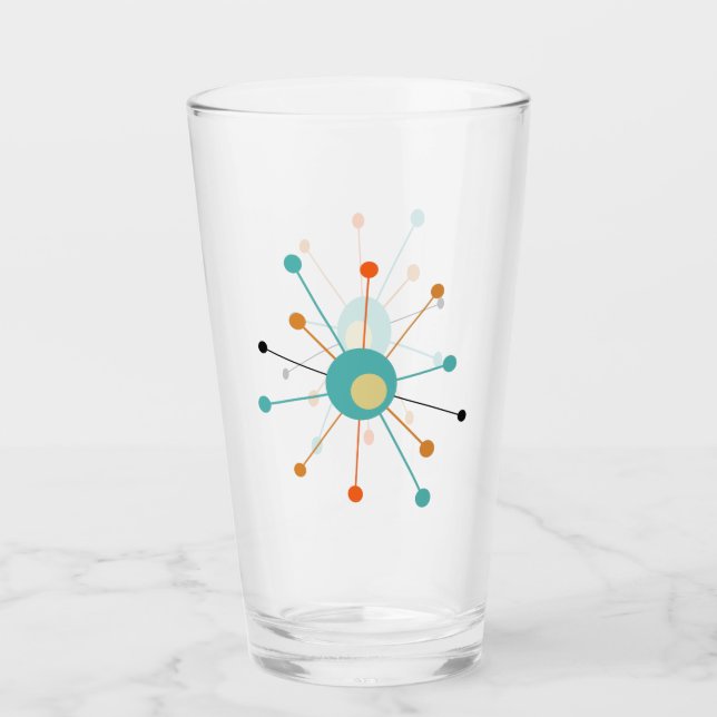 Naranja Turquesa Atómico Starburst Mid Century (Anverso)