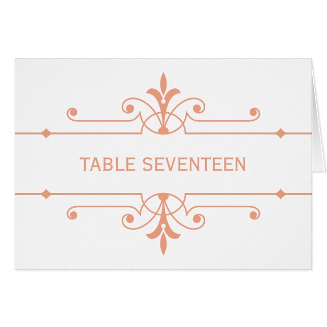 Naranja v2 Tarjeta de número de tabla ornamental d (Anverso (Horizontal))