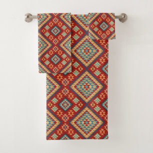 Naranja Verde azulado azul rojo Patrón kilim orien
