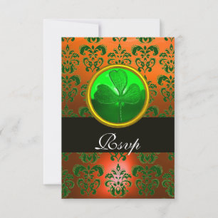 Naranja VERDE DAMASK CON SHAMROCK, RSVP negro
