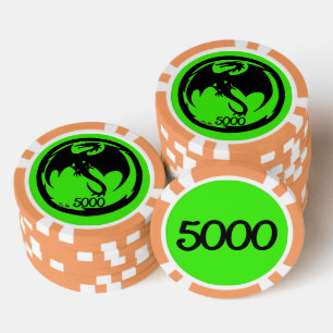 Naranja verde del Dragón Negro 5000 chip de póquer