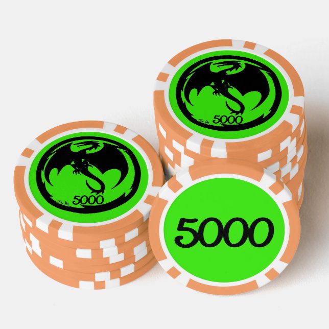 Naranja verde del Dragón Negro 5000 chip de póquer (Pila)