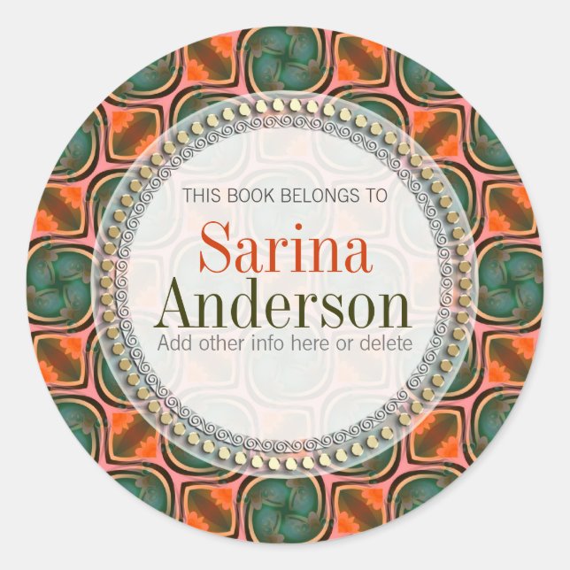 Naranja Verde Pegatina de la etiqueta del libro de (Anverso)