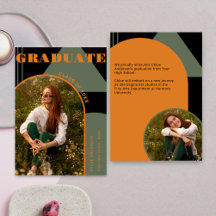 Naranja Verde Retro Arch 2 Foto Grad Invitación