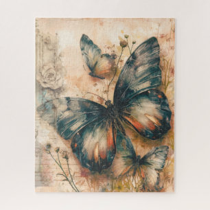 Naranja Vintage Butterflies Jigsaw Puzzle
