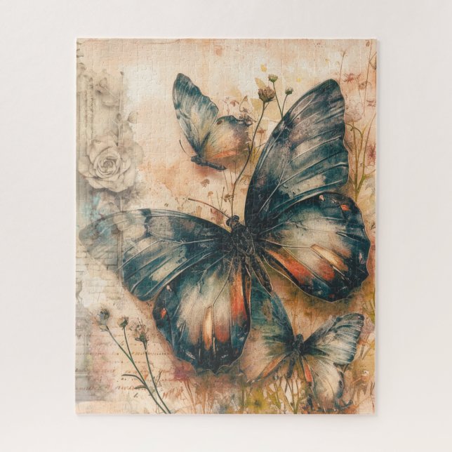 Naranja Vintage Butterflies Jigsaw Puzzle (Vertical)