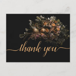 Naranja vintage oscuro Floral Gracias Tarjeta post
