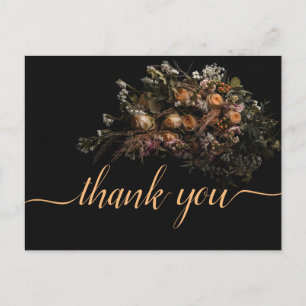 Naranja vintage oscuro Floral Gracias Tarjeta post