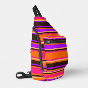 Naranja vivo, magenta y bolsa de bolsitas con raya