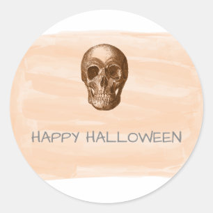 Naranja Watercolor Skull Pegatinas de Halloween