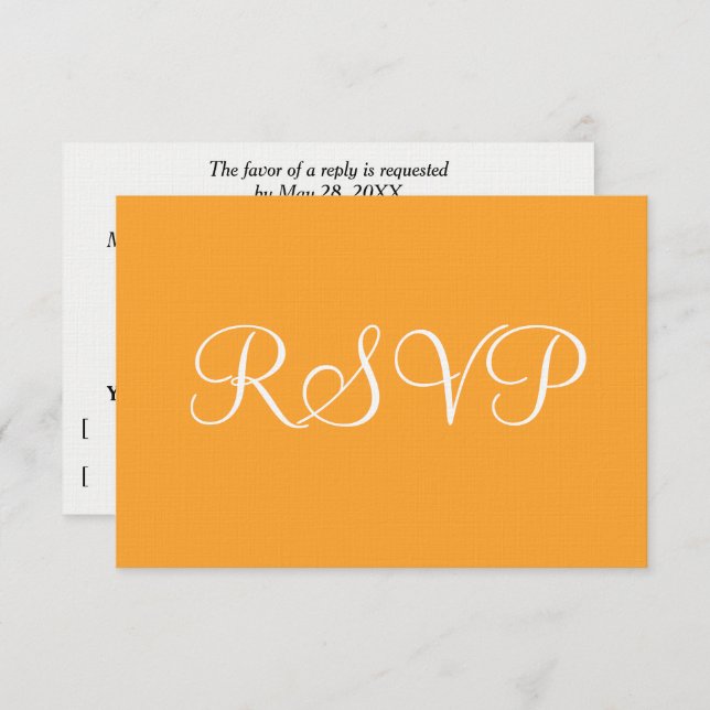 Naranja White Wedding RSVP (Anverso / Reverso)
