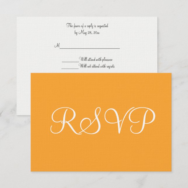 Naranja White Wedding RSVP (Anverso / Reverso)