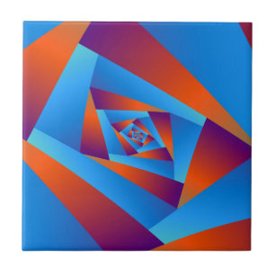 Naranja y azulejo espiral azul