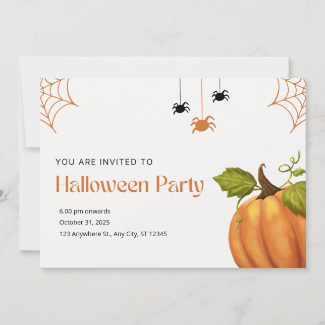 Naranja y beige ilustrativo Feliz Halloween (Anverso)