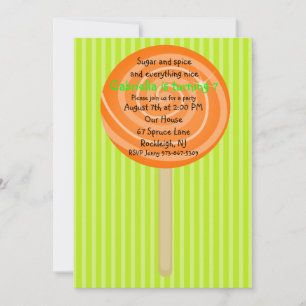 Naranja y Chicas del pop verde invitación al cumpl