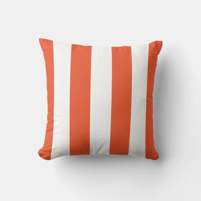 Naranja y Cojín decorativo blanco a rayas (Anverso)
