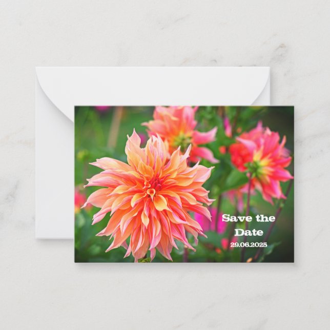 Naranja y Dahlia rosa salvan la invitación de cump (Anverso)