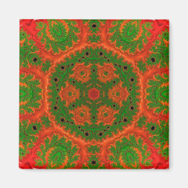 Naranja y el imán cuadrado del Kaleidoscope verde
