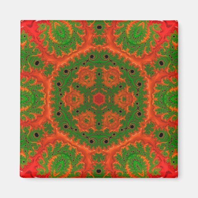 Naranja y el imán cuadrado del Kaleidoscope verde (Frente)
