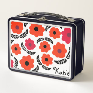 Naranja y floral moderna roja personalizada