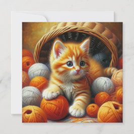 Naranja y gatito blanco jugando en yarn