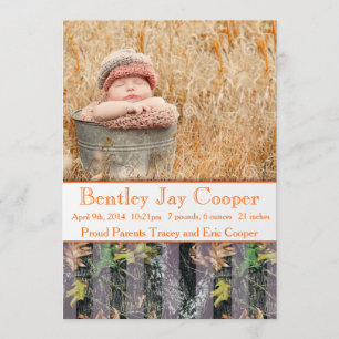 Naranja y Invitación de bebé de camuflaje