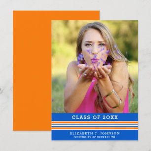 Naranja y Invitación fotográfica de graduación azu