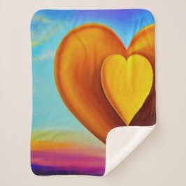 Naranja y manta Sherpa del corazón amarillo