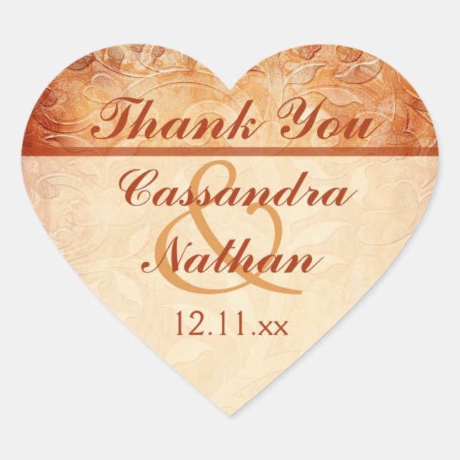 Naranja y marfil - Pegatina a favor de la boda flo (Anverso)