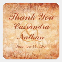 Naranja y marfil - Pegatina a favor de la boda flo