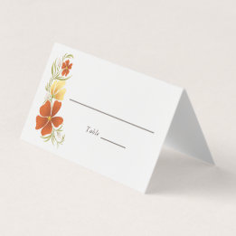 Naranja y Marigold Bold Floral Boda Tarjeta de pla