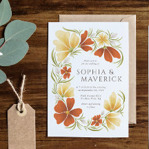 Naranja y Marigold Negrita Invitación a la Boda Fl