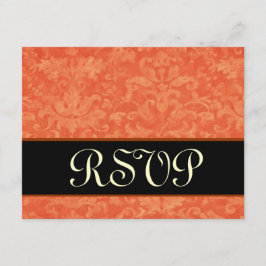 Naranja y negro Boda RSVP de Damask