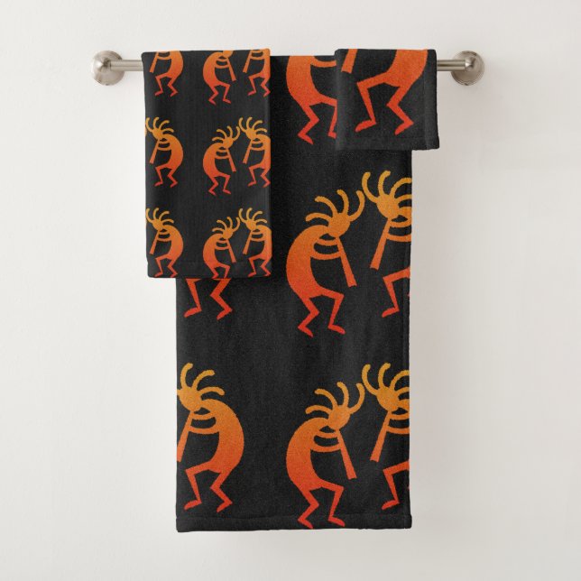 Naranja Y Negro Del Patrón Kokopelli Del Suroeste (In situ)