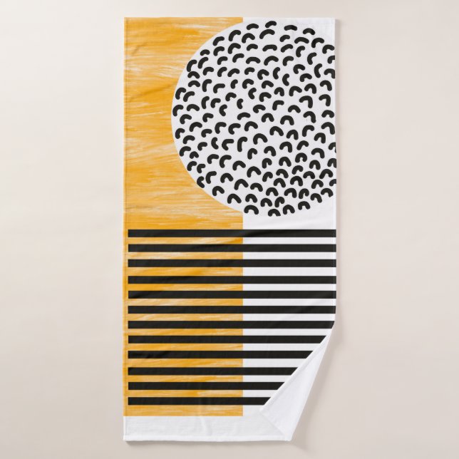 Naranja y negro Mid Century Arte moderno  (Toalla de baño)