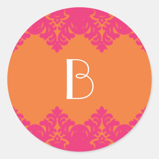 Naranja y Pegatina de Damasco Rosado Caliente (Anverso)