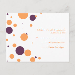 Naranja y Purple Polka Dot Wedding RSVP